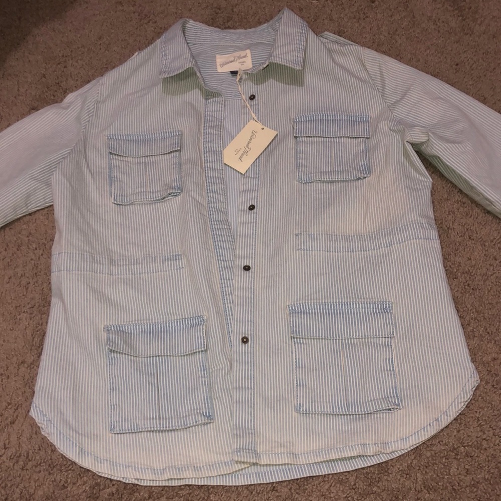 Brand new striped jean jacket
